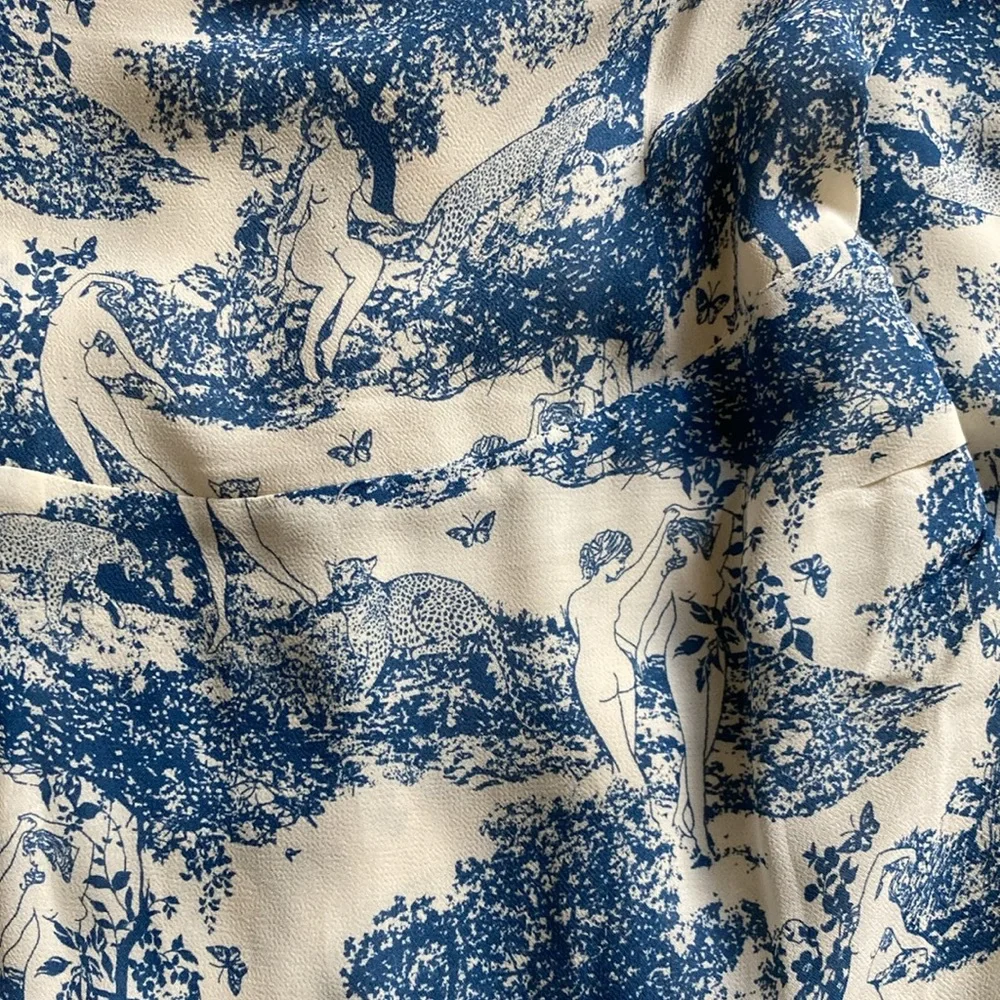 Reformation Blue and White Toile Slip Dress